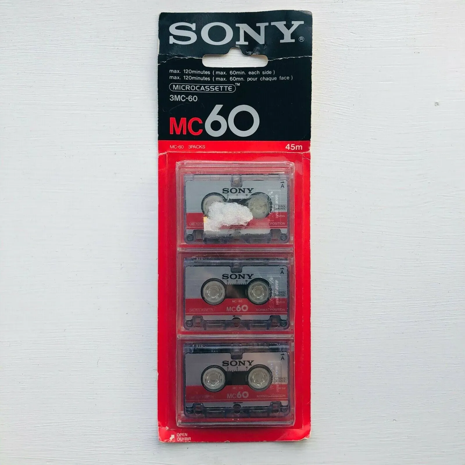 Sony Dictating Cassettes, Micro, 60 Minutes, Pack of 3