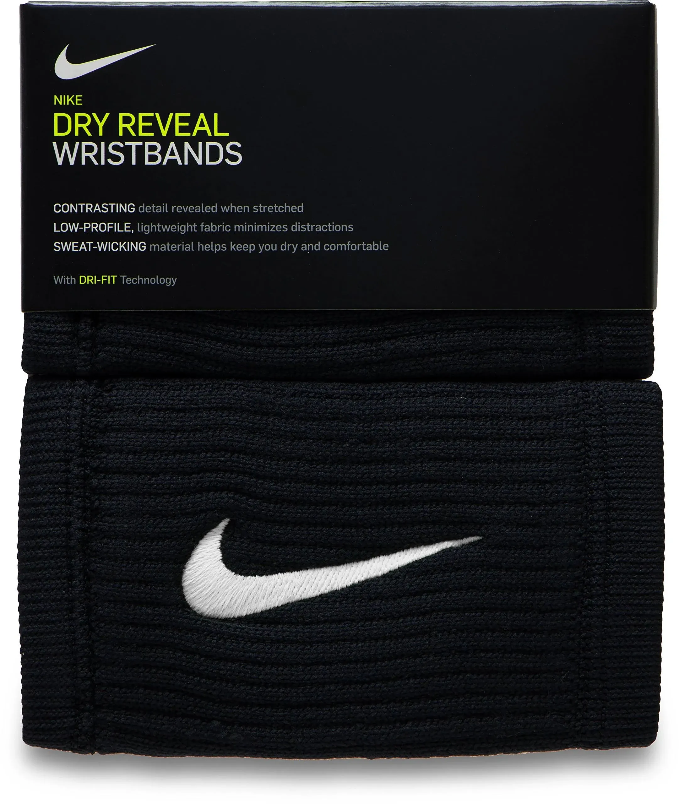 Nike Dri Fit Reveal Doublewide Wristbands - Black/Grey/White