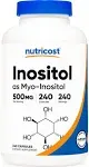 Nutricost Inositol Capsules 500mg, 240 Capsules - Veggie Capsules, Non-GMO, Gluten Free (Myo-Inositol)