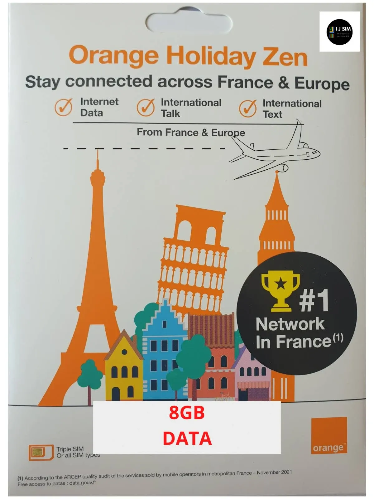 Orange Holiday Europe 20GB Internet Data in 4G/LTE + 120 MN + 1000 Texts in 30 ...