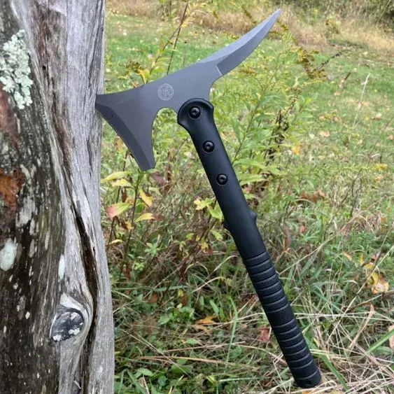 16" Norse Throwing Hatchet with w/ 4" Titanium Coated Blade, Custom Kydex Sheath, Glass Reinforced Nylon (GRN) Replacable Handle - Sticks at 200 Degrees of Angles.