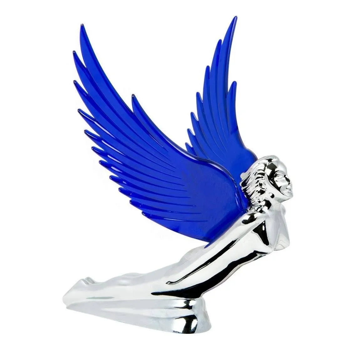 Flying Goddess Hood Ornament - Blue Wings Flying Windrider