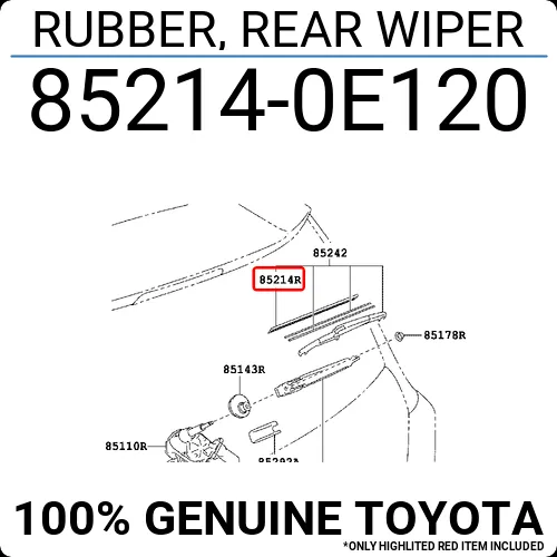 852140E120 Toyota Rubber Rear Wiper