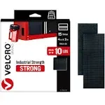 VELCRO Brand Heavy Duty Strips with Adhesive | 15 Sets Industrial Strength Mounting Tape | 4x2 Inch Wide Fasteners | Holds 10 lbs | Indoor or Outdoor Use, Black (VEL40020-USA)