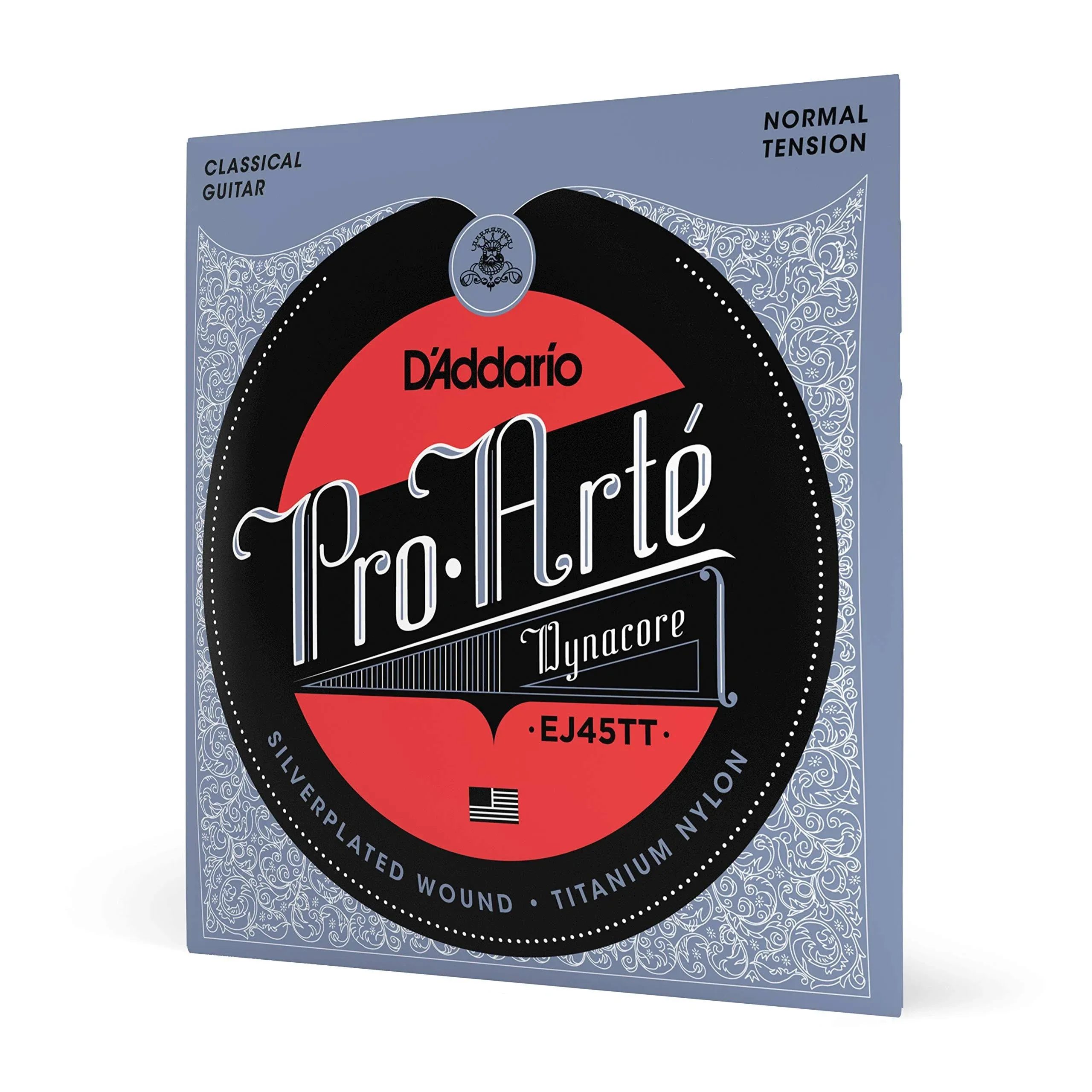 D'Addario Guitar Strings - Pro-Arte Classical Guitar Strings - EJ45TT-3D Dynacore - Silver Plated Wrap, Composite Dynacore, Titanium Nylon Trebles - Normal Tension, 3-Pack