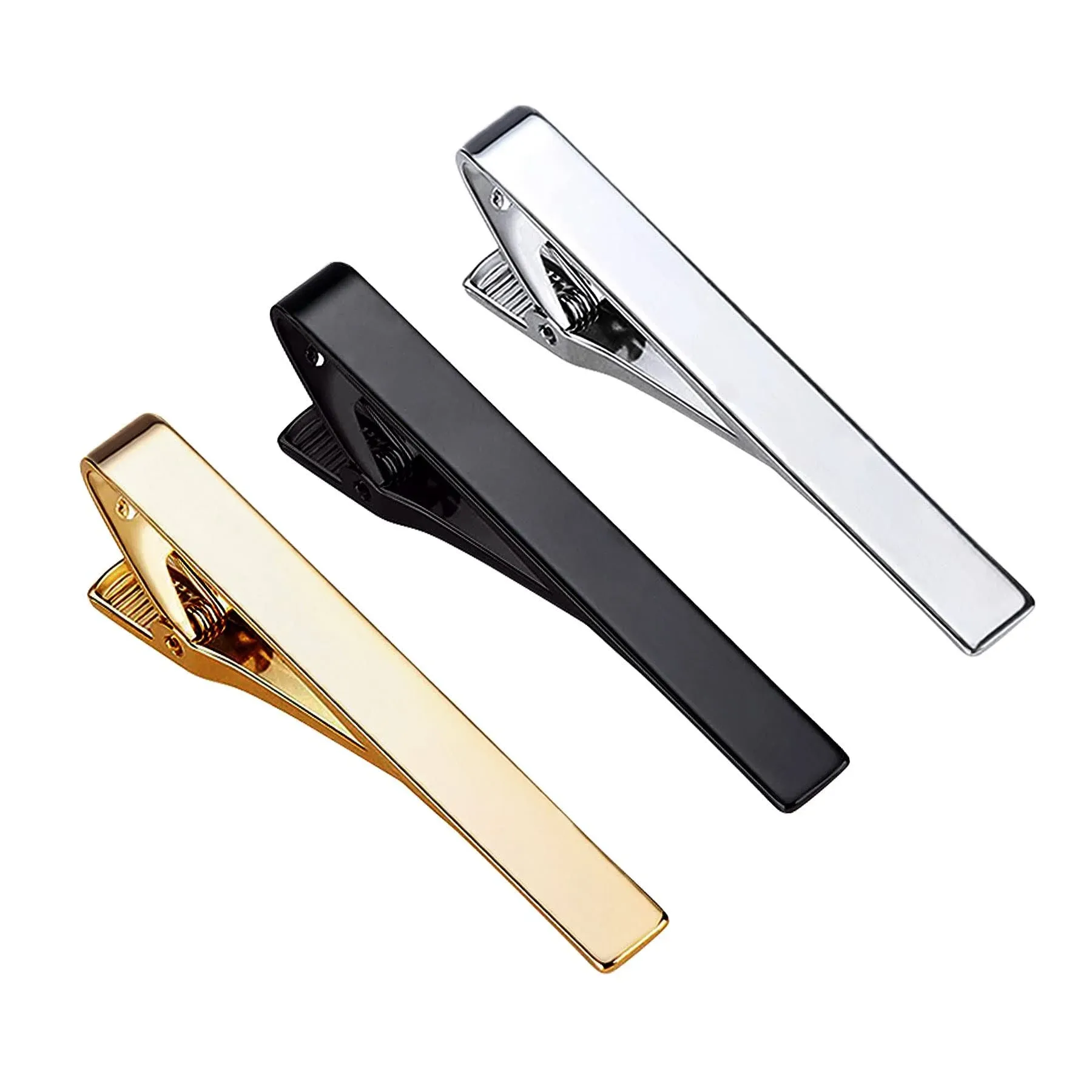 Roctee Tie Clips for Men, 3 Pack Classic Tie Clip Silver Gold Black Necktie Tie ...