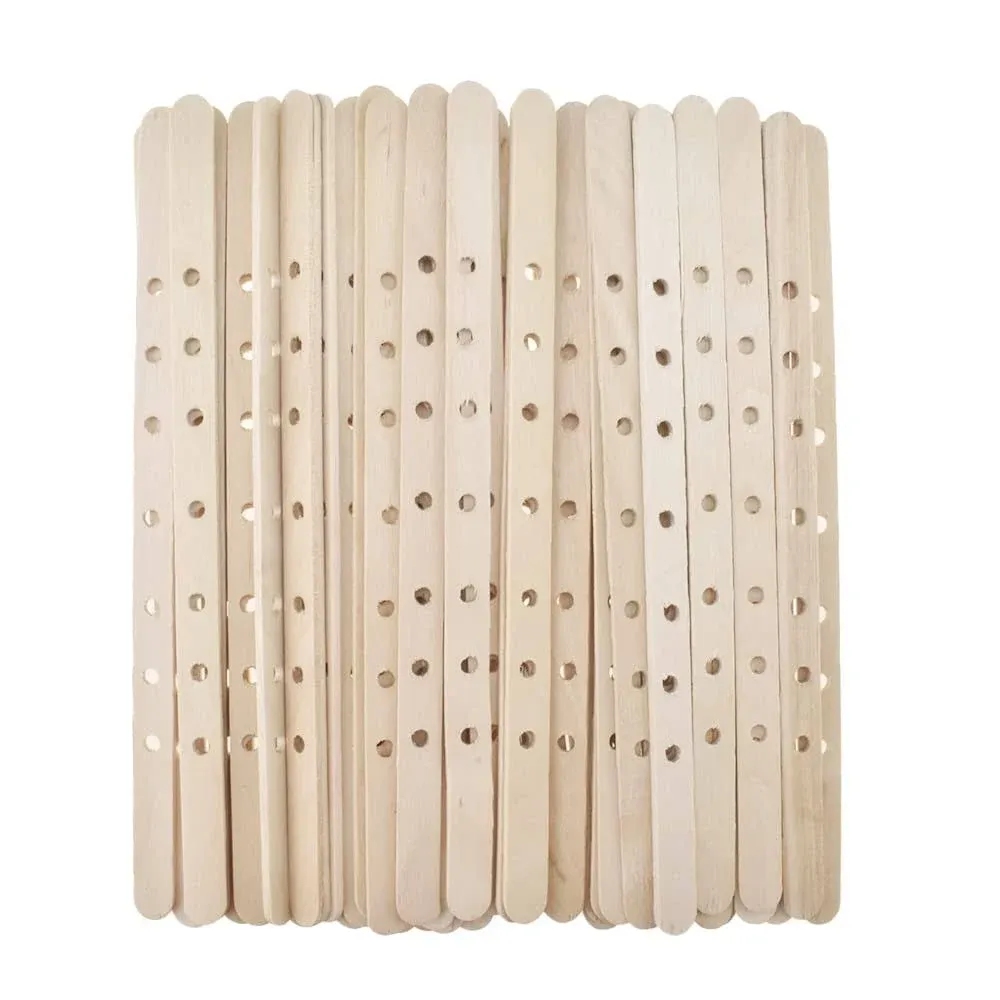 HAHIYO 50pcs 7-Hole Wood Candle Wick Holder Wooden Candle Wick Centering Device ...