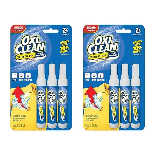 OxiClean On The Go Stain Remover Pen for Clothes and Fabric, to Go Instant Stain Removal Stick, 3-Count (Packaging May Vary)