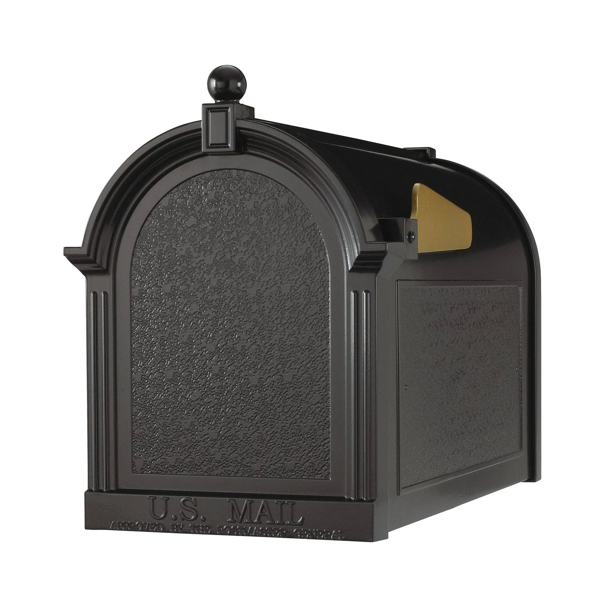 Mailbox Street side Post Mount Black Aluminum Large-Sized Weather Resistant