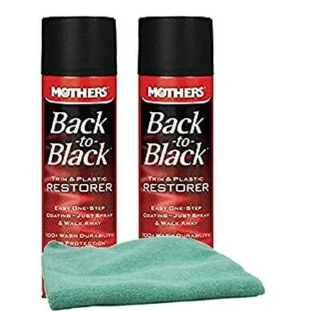 Mothers Back-to-Black Trim & Plastic Restorer (10 oz) Bundle with Microfiber Cloth (3 Items)