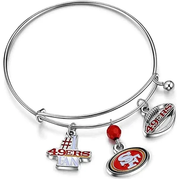 San Francisco 49ers NFL Three Charm Logo Bracelet