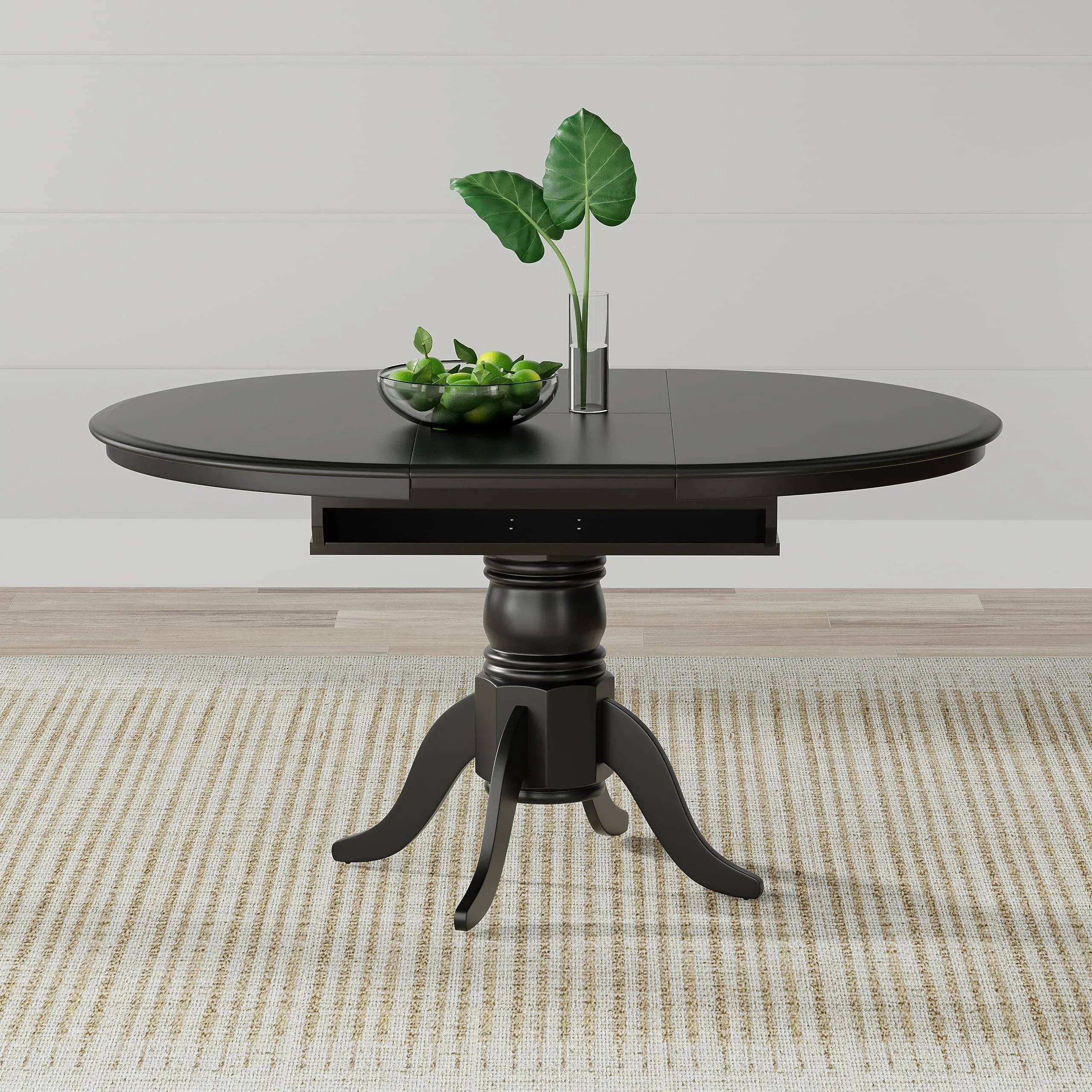 Glenwillow Home Single Pedestal Butterfly Leaf Dining Table w/ Self-Storing Leaf ...