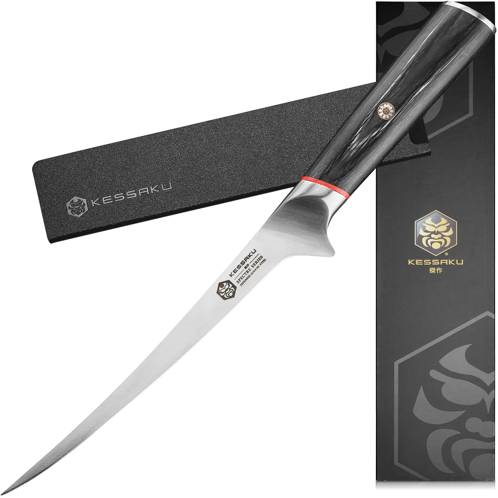 Kessaku 7-Inch Flexible Fillet Knife - Spectre Series - Forged Japanese AUS-8 ...