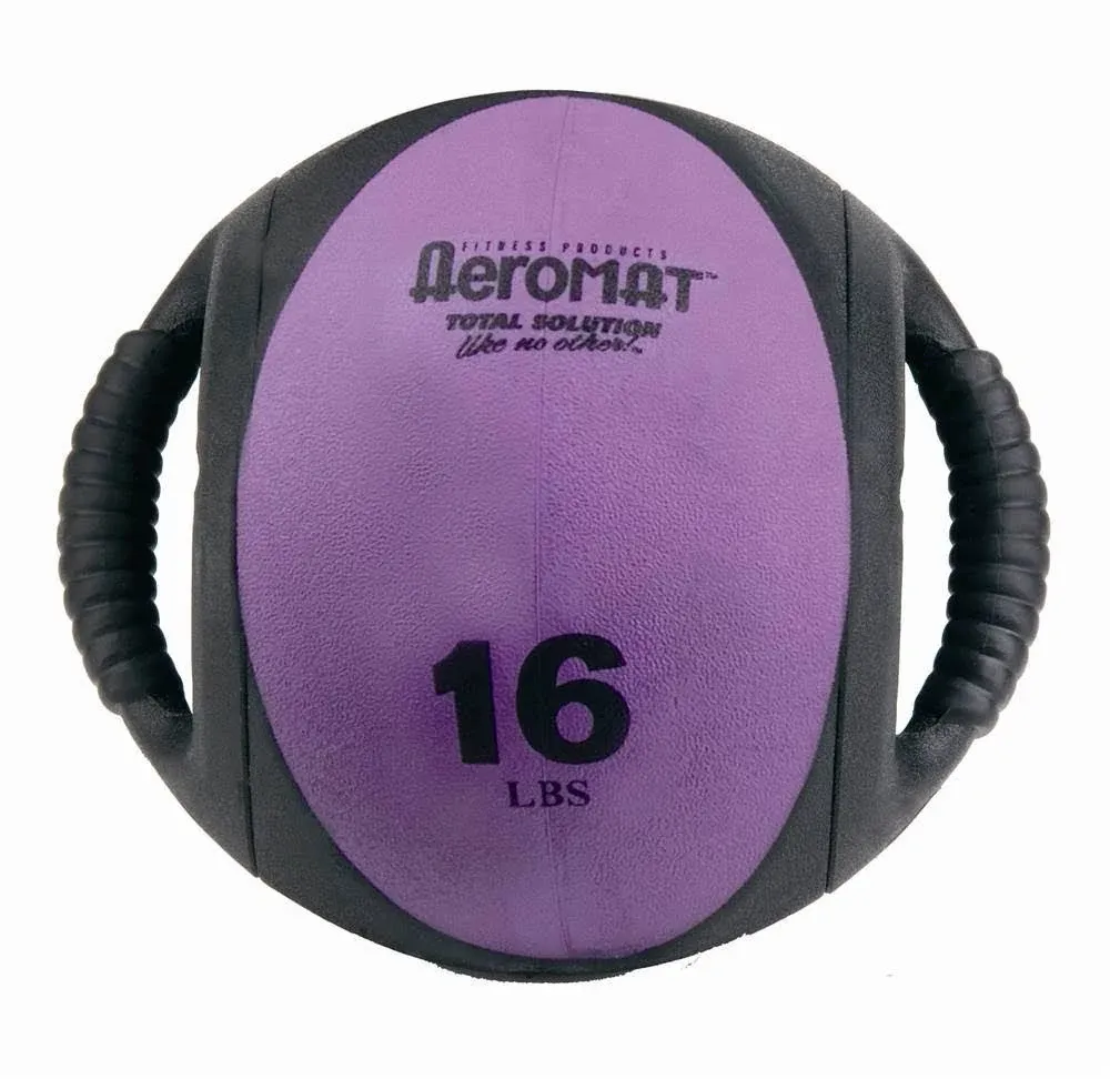 Aeromat Dual Grip Power Medicine Ball; Black / Purple (16lbs)