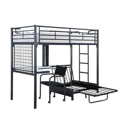 Jenner Twin Futon Workstation Loft Bed Black