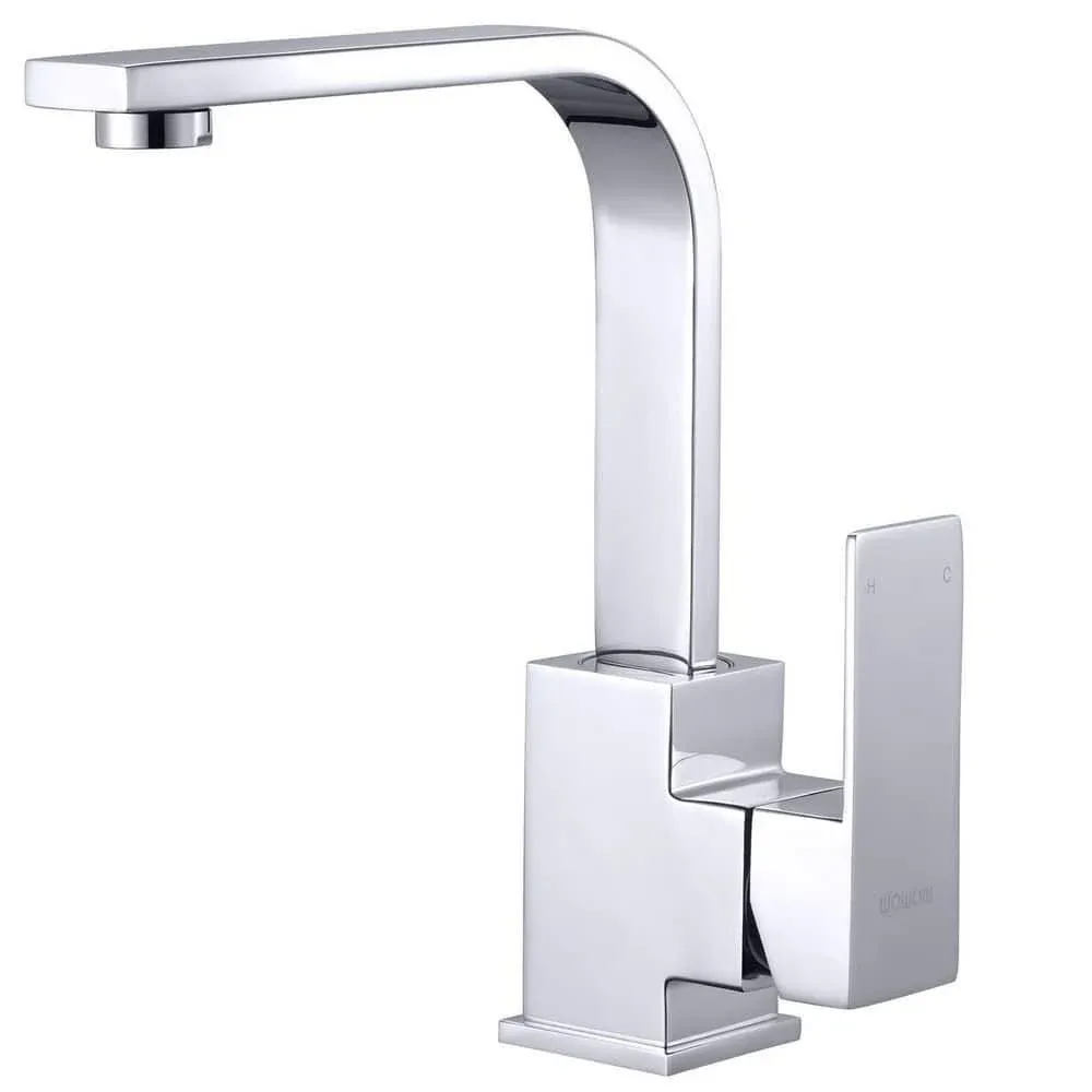 WOWOW Single Hole Bar Faucet Chrome Bar Sink Faucet Stainless Steel Rv Sink Faucet Small Kitchen Faucet Single Handle Wet Bar Tap with Supply Hoses Modern