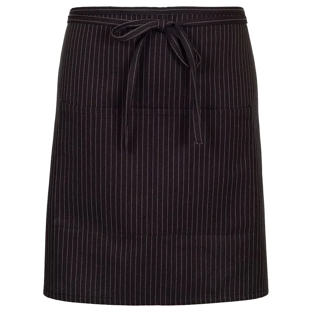 Waist Apron, Half Bistro, F28, Black White Pinstripe