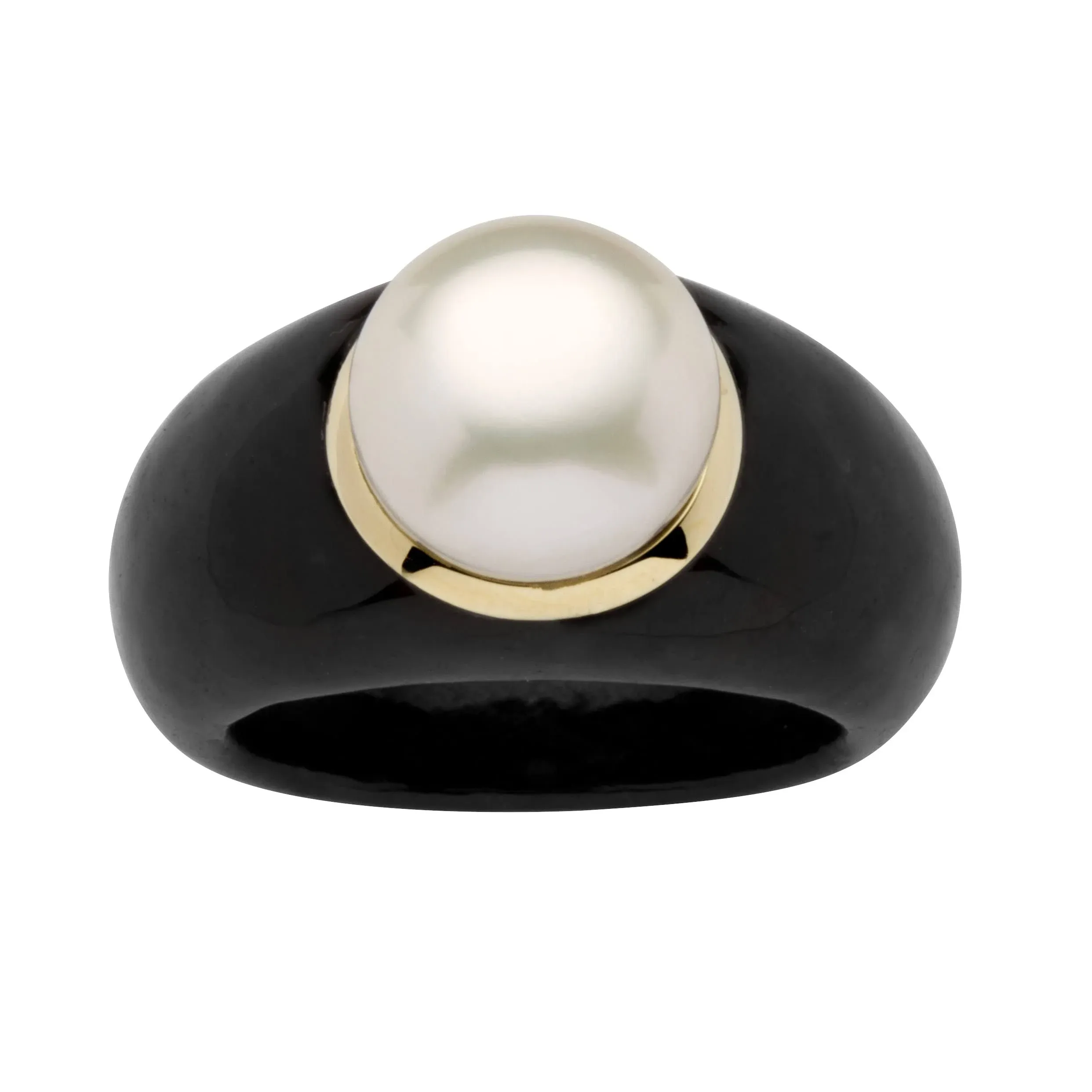 ROUND CULTURED FRESHWATER PEARL BLACK JADE 10K YELLOW GOLD 6 7 8 9 10