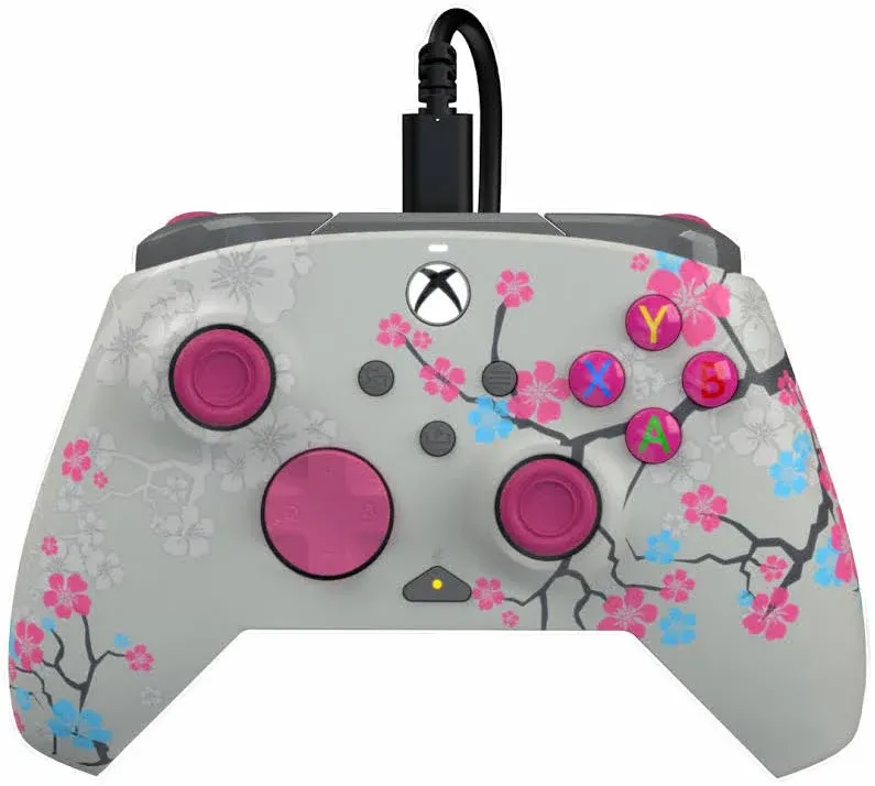 PDP REMATCH GLOW Advanced Wired Controller Licensed For Xbox Series X|S, Xbox One, & Windows 10/11 PC: Pink Cherry Blossom (Glow in the Dark)