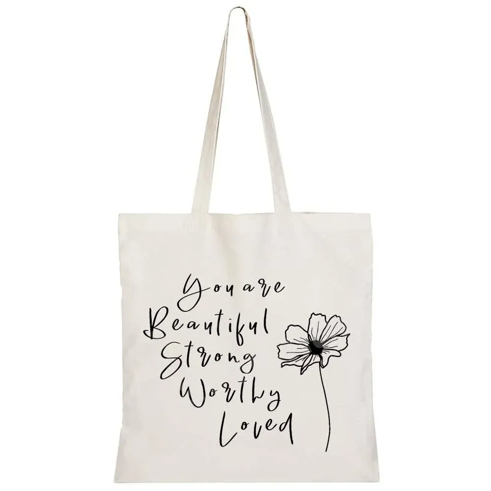 Haukea Christian Bible Canvas Tote Bags Cute Inspirational Gifts for Women Small Tote Bag with Zipper Pockets Cotton Graphic Tote Church Bags