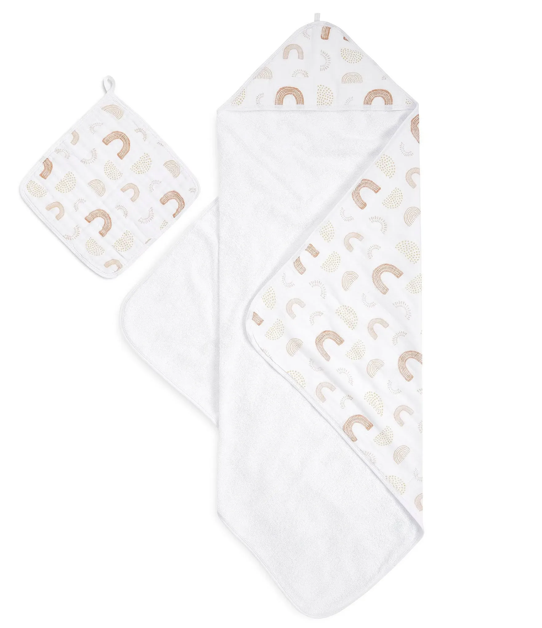 Aden Anais Baby Keep Rising Print Hooded Towel Washcloth Set - One Size