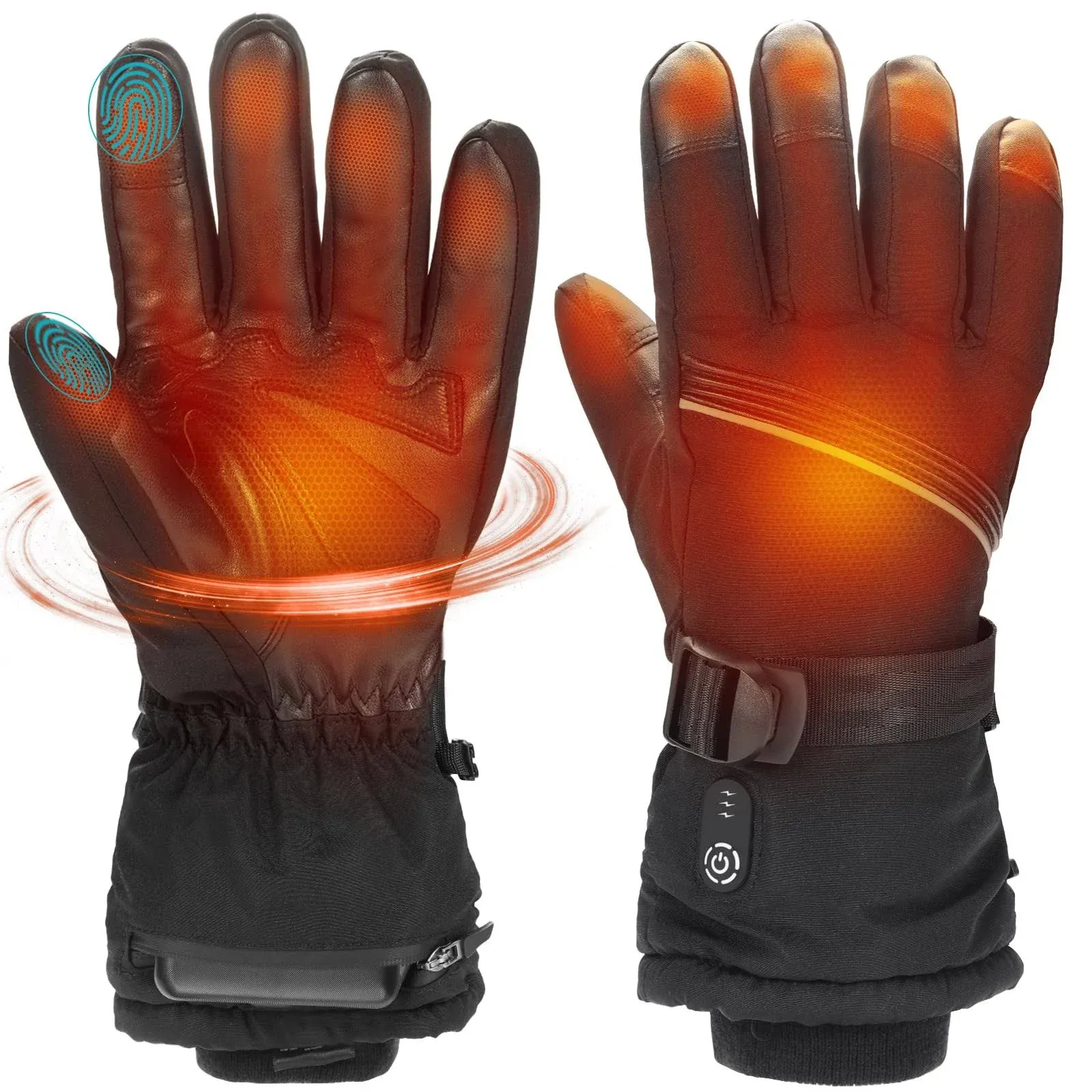 Orealla Heated Gloves for Men Women, Rechargeable Electric Battery Heated Gloves Winter Warm Gloves Intelligent Waterproof with Touchscreen for Cycling Skiing Hiking Hunting Outdoor Work (Medium)