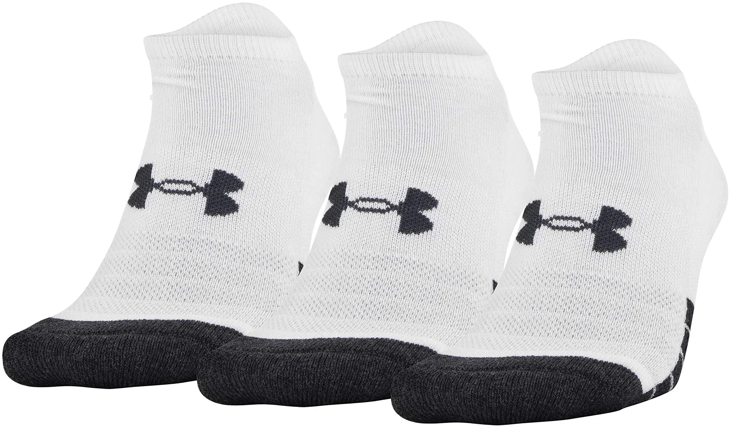 Under Armour adult Performance Tech No Show Socks, Multipairs , White 3-Pairs , Medium