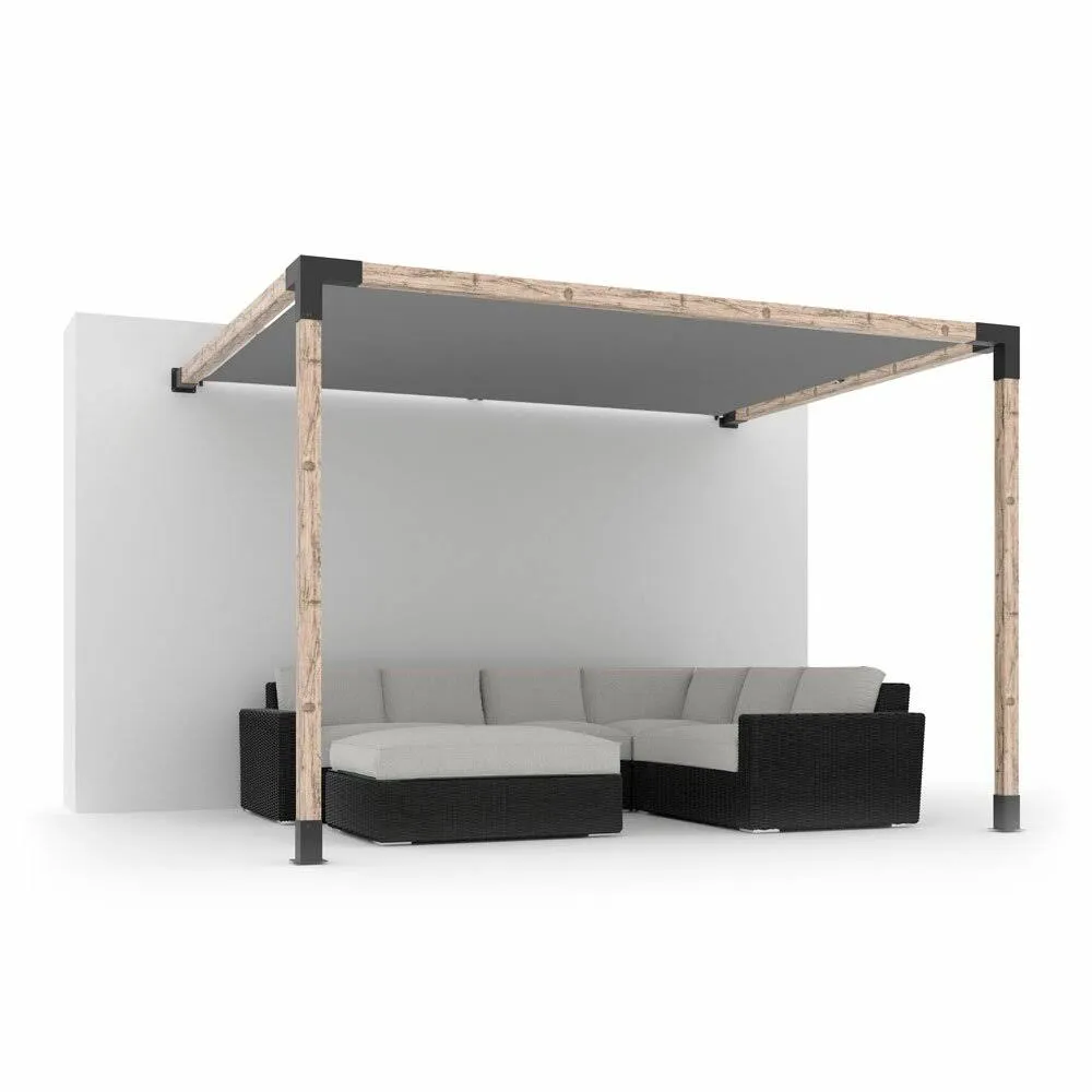 Toja Grid 12 ft. x 12 ft. Wall Mount Pergola Kit with Graphite Shade Sail, for ...