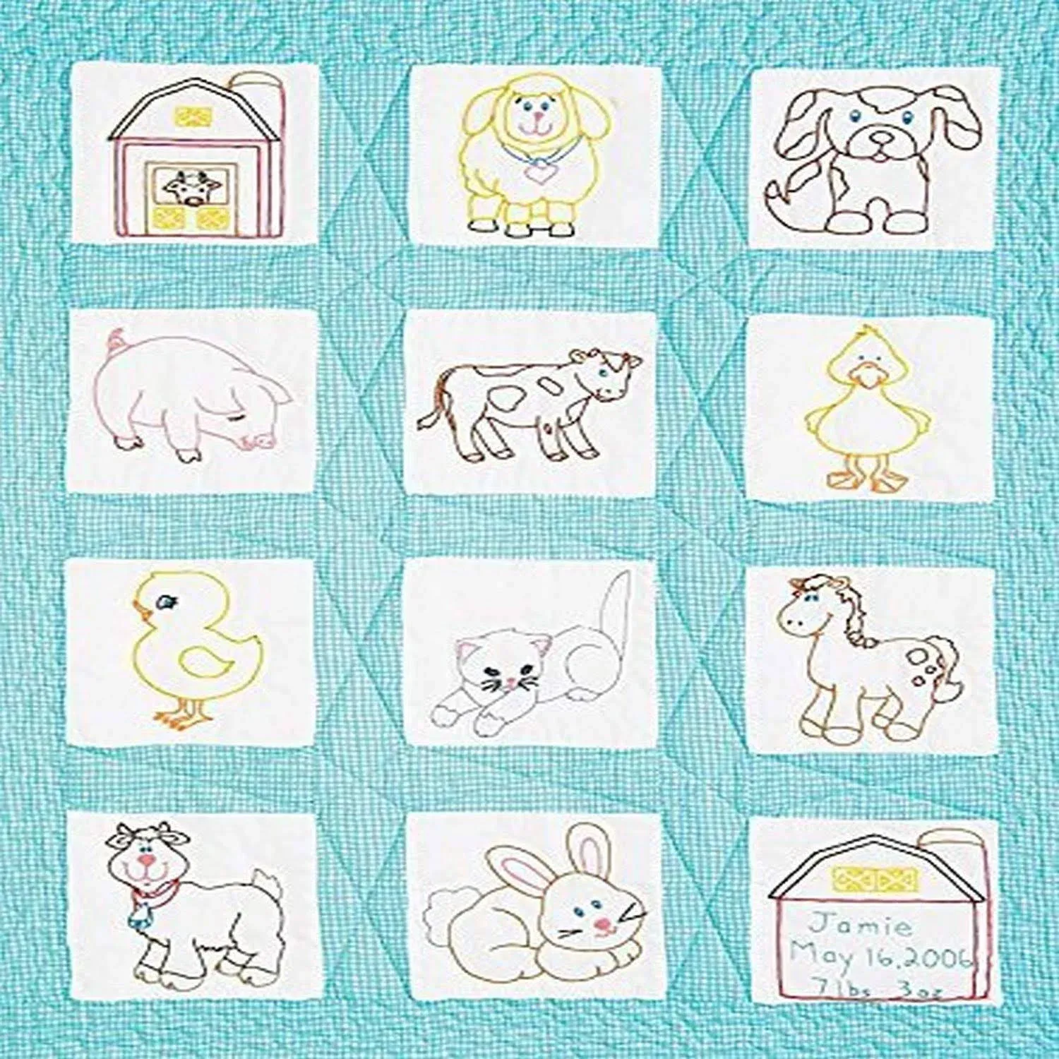 2006 JDNA Quilt Blocks 12-9&#034;x9&#034; Blocks &#034;FARM ANIMALS” #300-83 NIP Embroidery