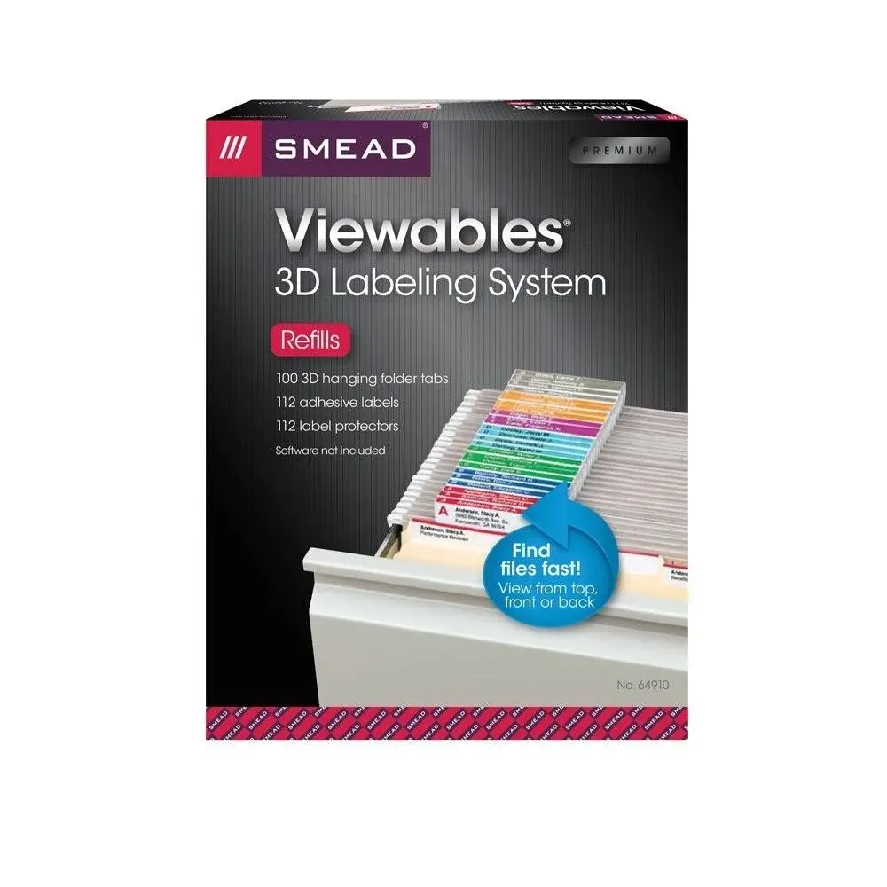 Smead 64910 Viewables Color Labeling System, Pack Refill, 3 1/2 Inch, Assorted, 100/Pack