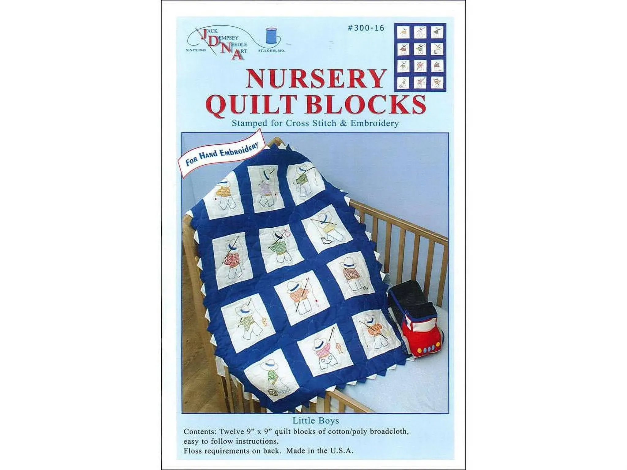 Jack Dempsey Stamped White Nursery Quilt Blocks 9"X9" 12/Pkg