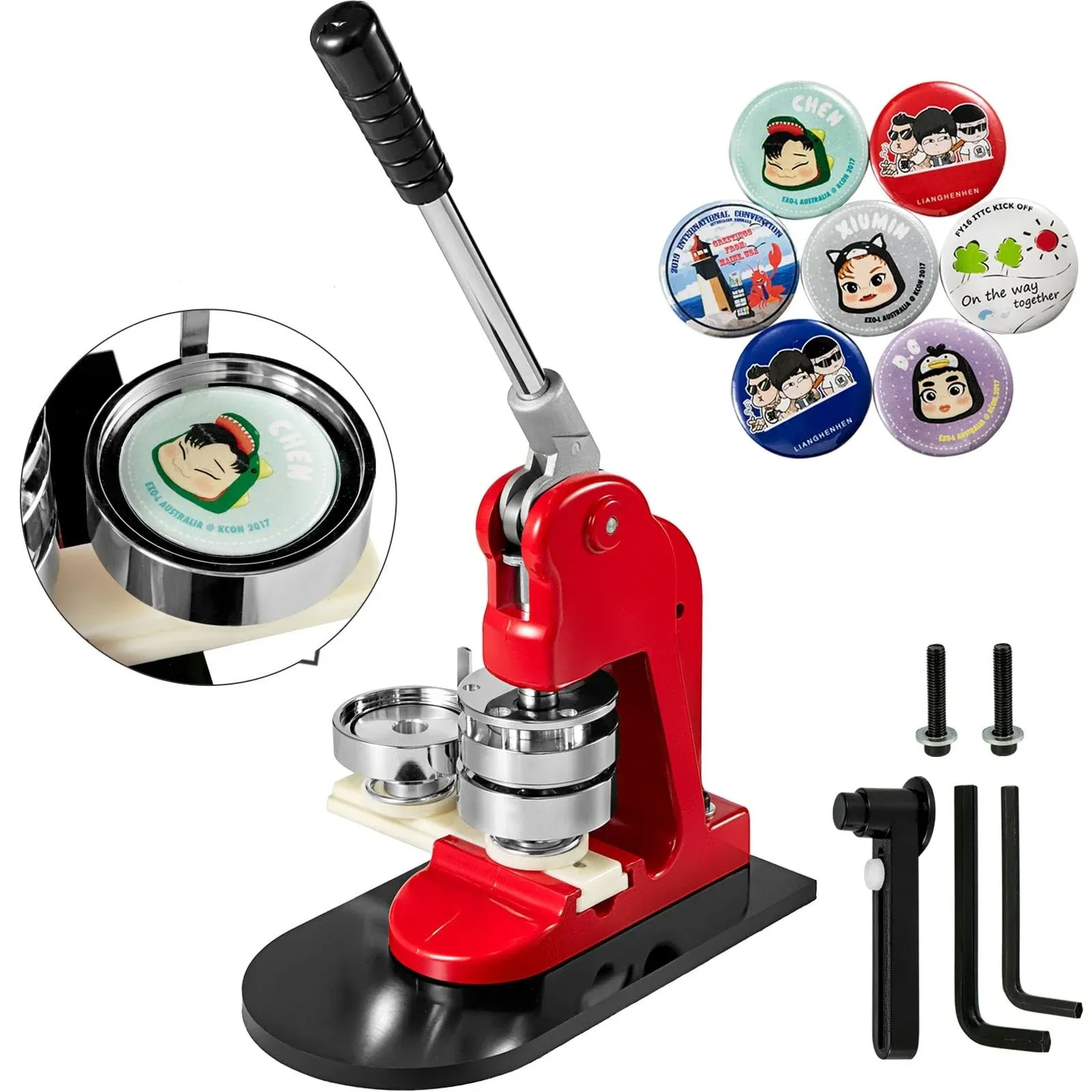 VEVOR 58mm(2.28 inch) Button Badge Maker Punch Press with 500 Pcs/circle Cutter