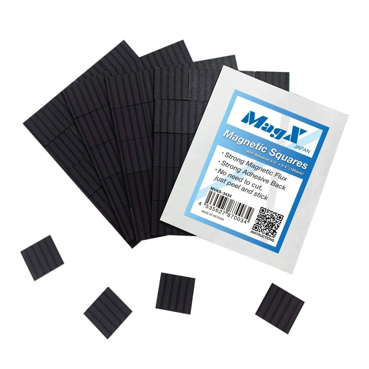 MagX Magnetic Squares with Adhesive 34x34 100 Pcs, Ultra Thick 60 mil, Magnetic ...