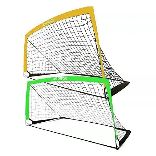 RUNBOW 6x4 ft Portable Kids Soccer Goal for Backyard Practice Soccer Net with Carry Bag Green 6x4 ft