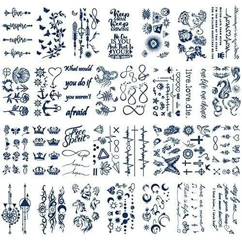 30 Sheets Semi-Permanent Tattoos for Women Girls Kids Realistic Waterproof Te...