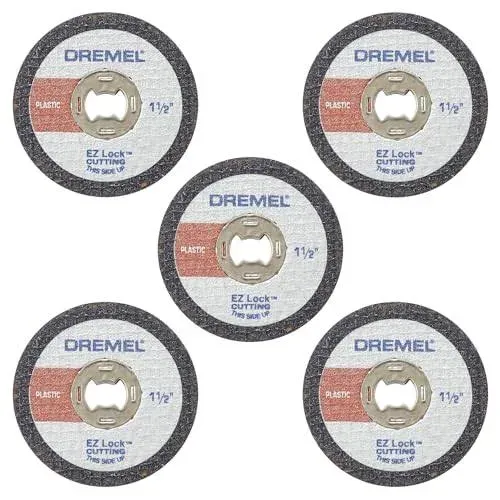 Dremel EZ456, 1 1/2-Inch (38.1 mm) Wheel Diameter, EZ - Lock™ Fiberglass Reinforced Cut-off Wheels, Rotary Tool Cutting Disc for metal cutting, 5 pieces, Medium , Red