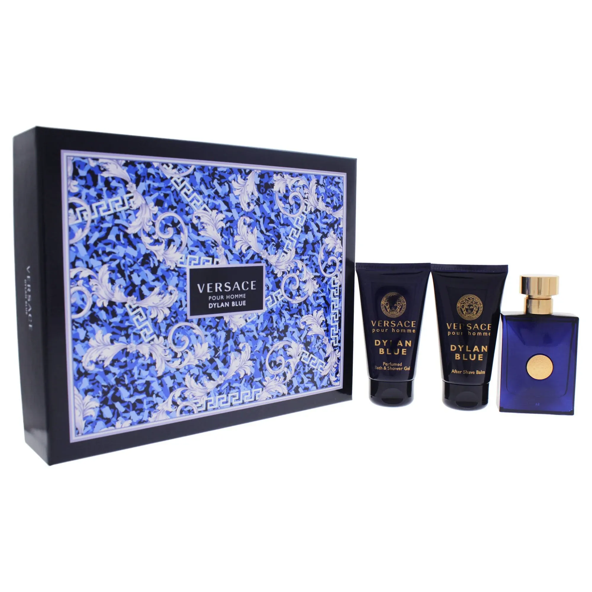 VERSACE DYLAN BLUE by Gianni Versace EDT SPRAY 1.7 OZ & AFTER SHAVE BALM 1.7 OZ & SHOWER GEL 1.7 OZ For Men