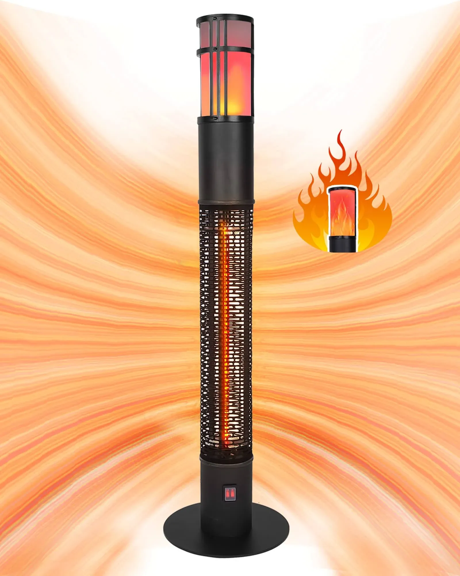 Star Patio Outdoor Freestanding Electric Patio Heater with LED Flame Light, C...