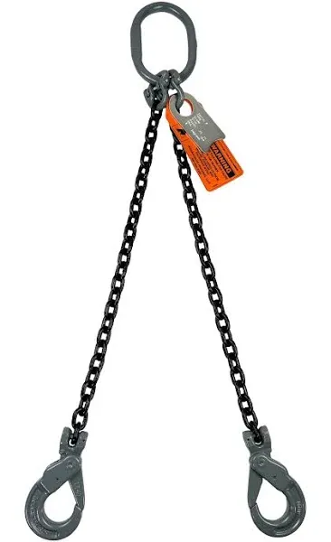 Chain Sling - 5/16&#034; x 10&#039; Double Leg with Foundry Hook - Grade 100