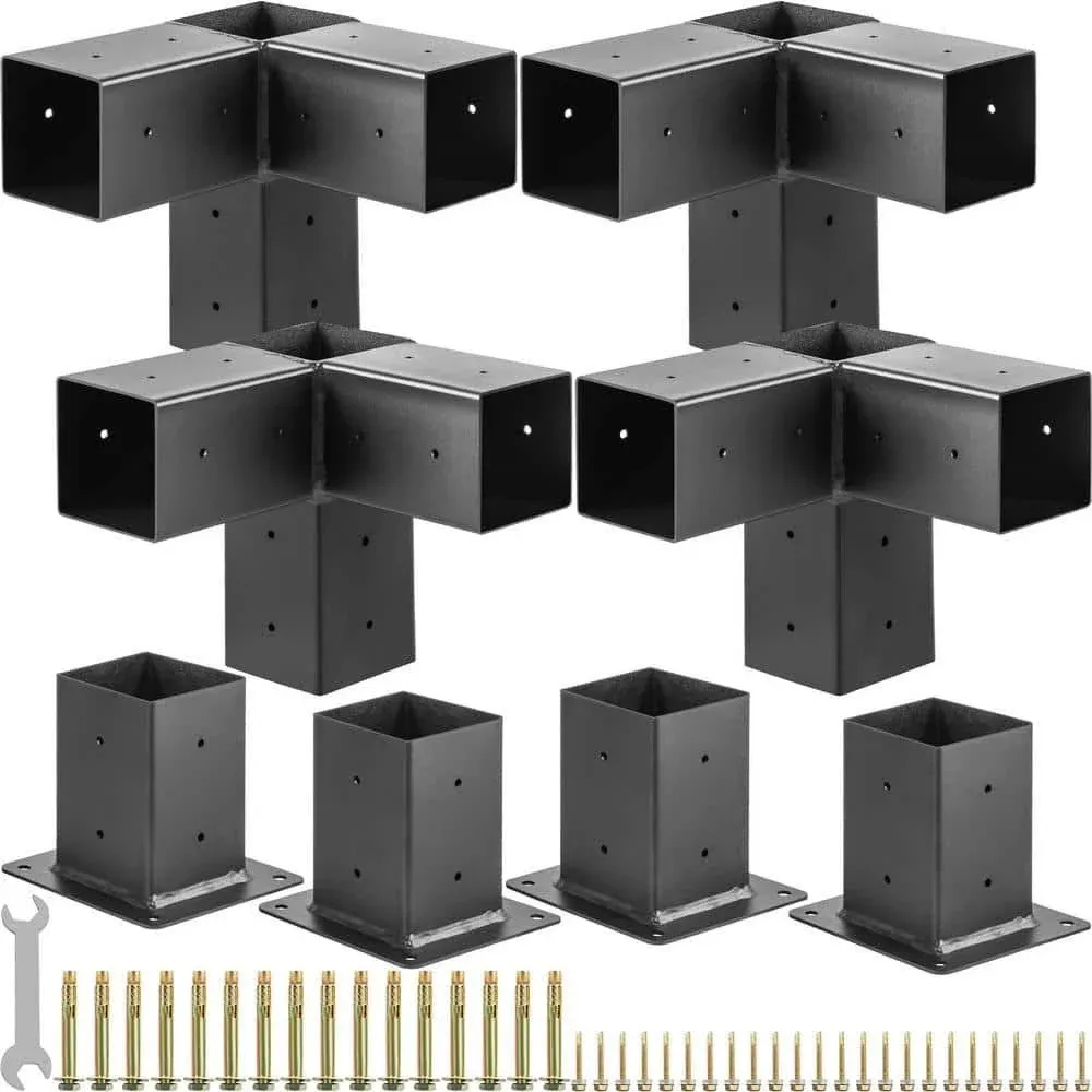 VEVOR 4 in. x 4 in. Woodwork Pergola Kit Elevated Wood Stand Kit Deer Stand Bracket Pergola Brackets, 8-Pack