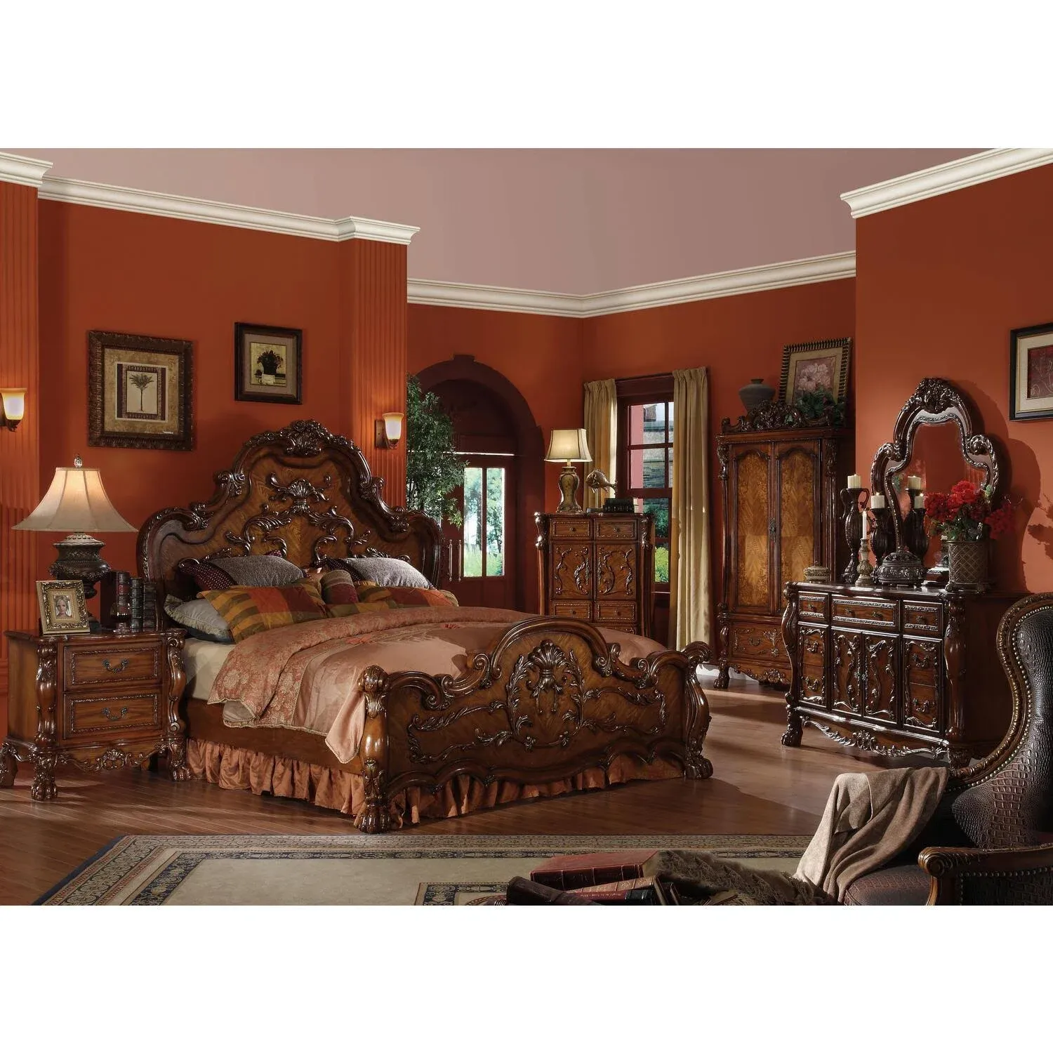 ACME Dresden Cherry Oak Queen Bed Model 12140Q