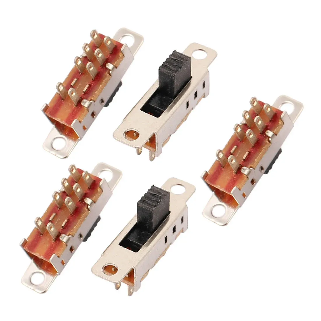 Uxcell 5pcs 3 Position 8p DPDT Panel Mount Micro Slide Switch Latching Toggle Switch