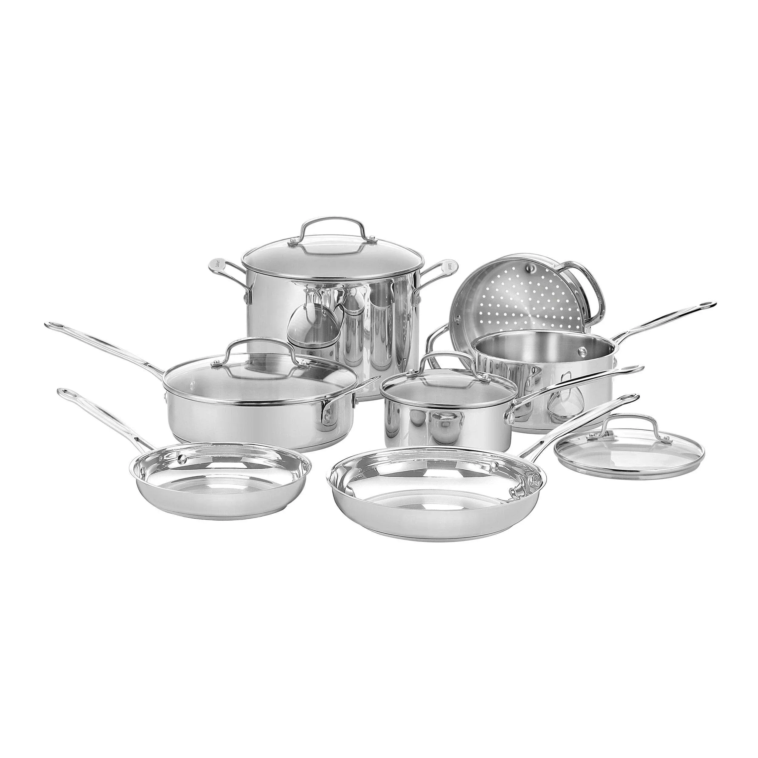 Cuisinart Chef's 11 Piece Classic Stainless Steel Cookware Set, Silver