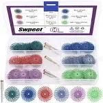 Swpeet 66Pcs 1 Inch 6 Mixed Grit 80/120/220/400/600/1000 Radial Bristle Disc Abrasive Brush Gap Polishing Pad Buffing Wheel Assortment Kit with 1/8" Shank for Rotary Tools Cleaning Finishing Deburring