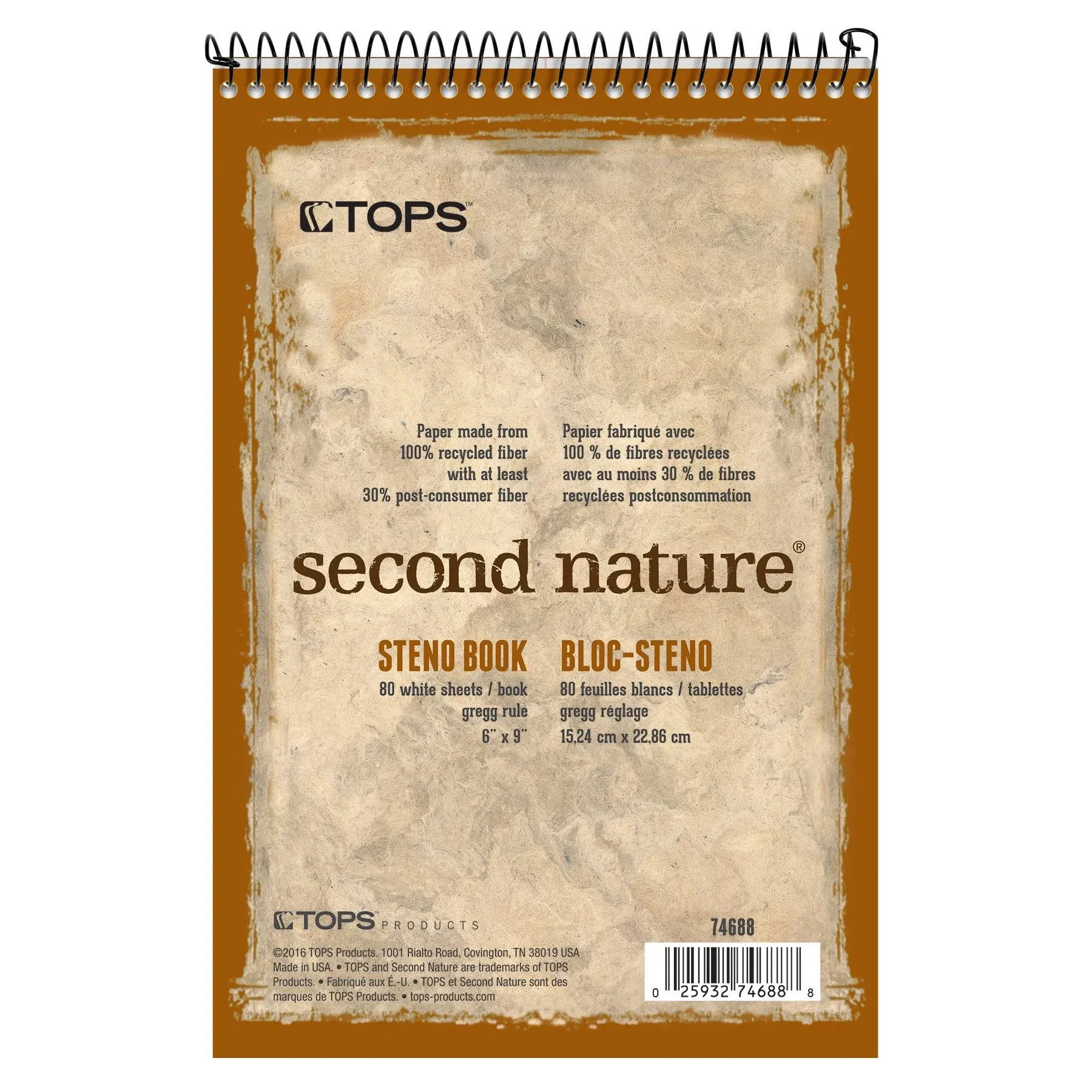 TOPS Second Nature Steno Books, 6" x 9", Gregg Rule, 80 Sheets, 12 Pack (74688), White