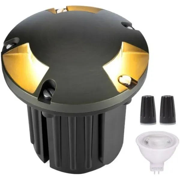 Gardenreet Landscape Well Lights Brass LED Low Voltage Outdoor in Ground 12V ...