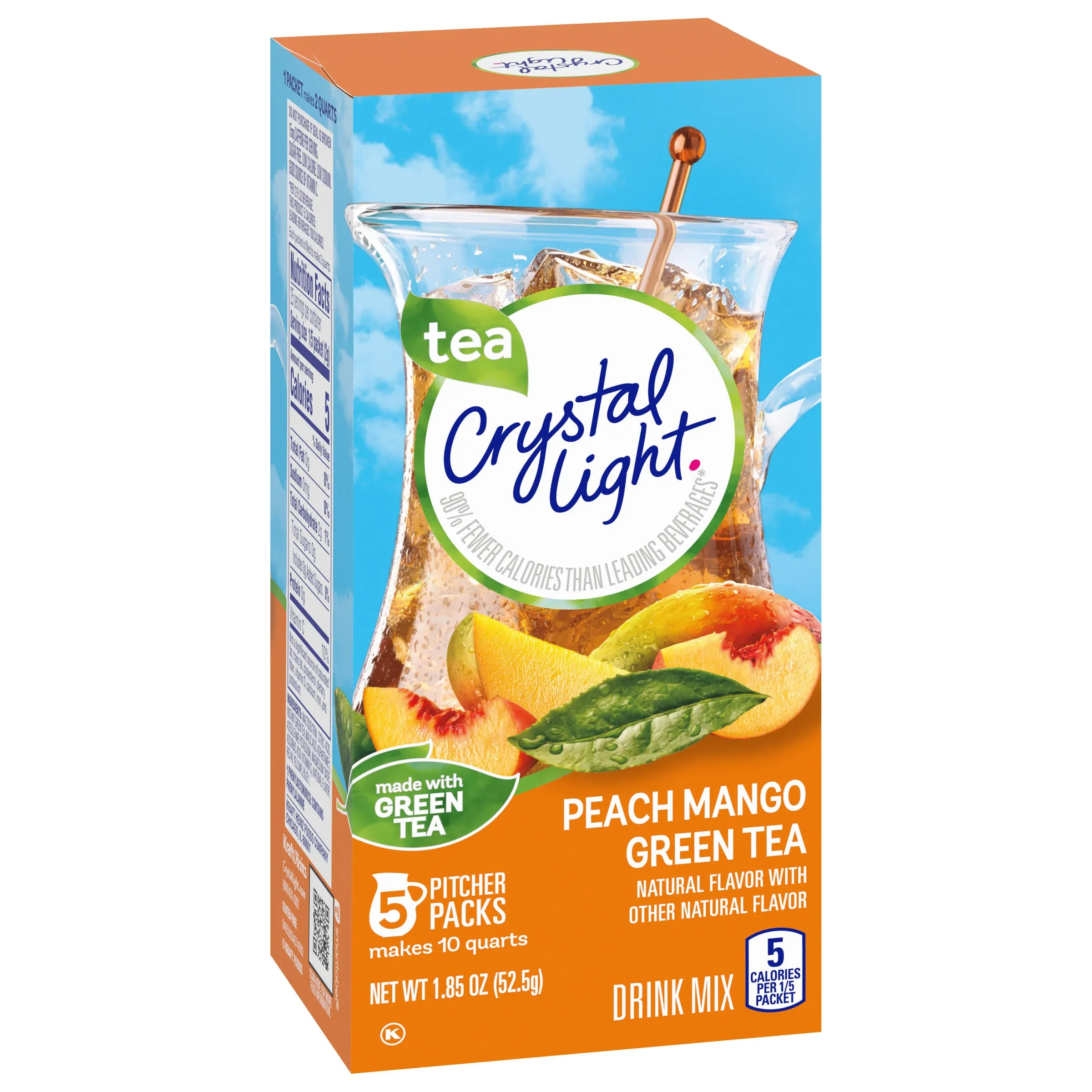 Crystal Light Sugar-Free Peach Mango Green Tea Naturally Flavored Powdered Drink Mix 60 Count Pitcher Packets