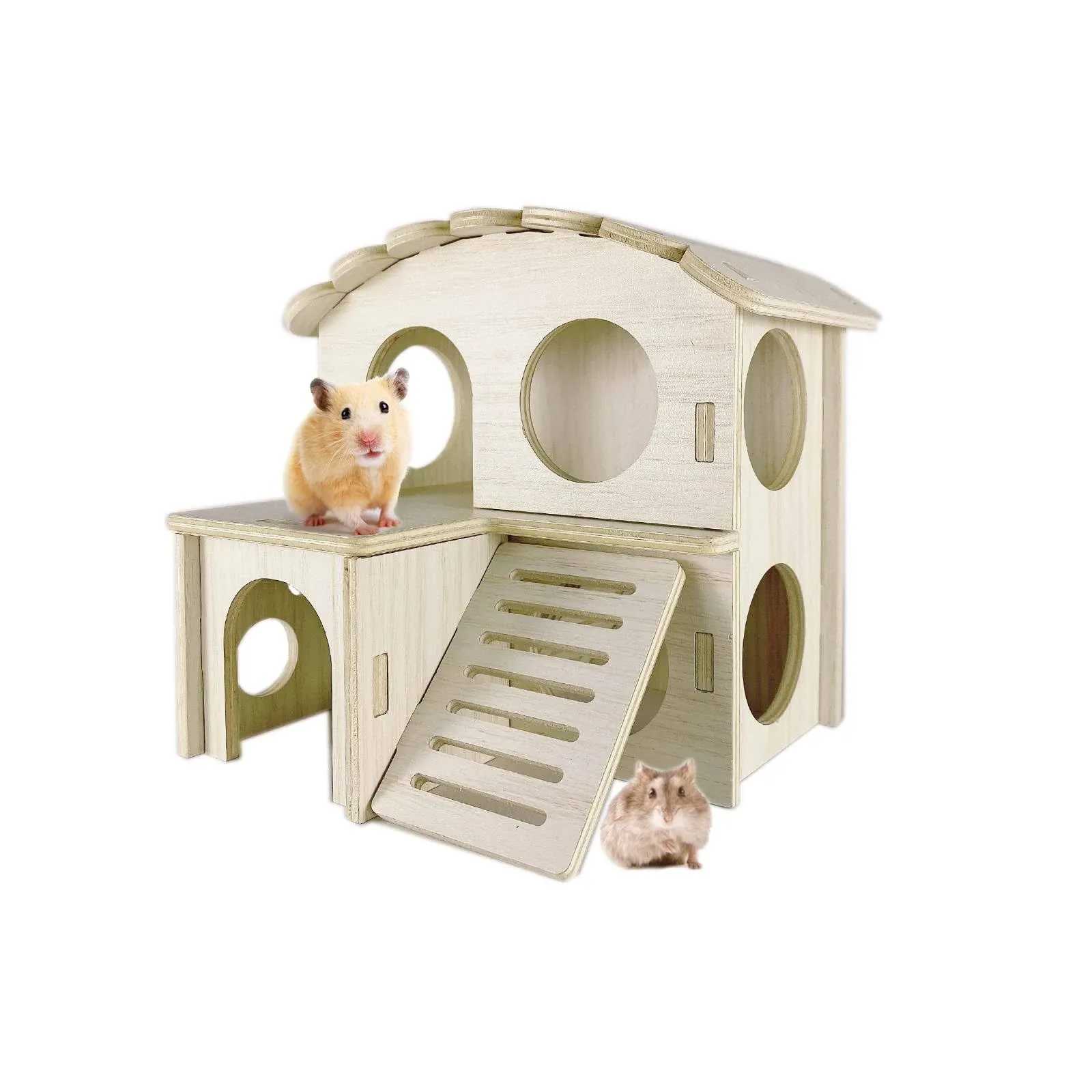 Hamster Hideout Cage Accessories - Hamster House and Habitat Wooden Hide Hut ...