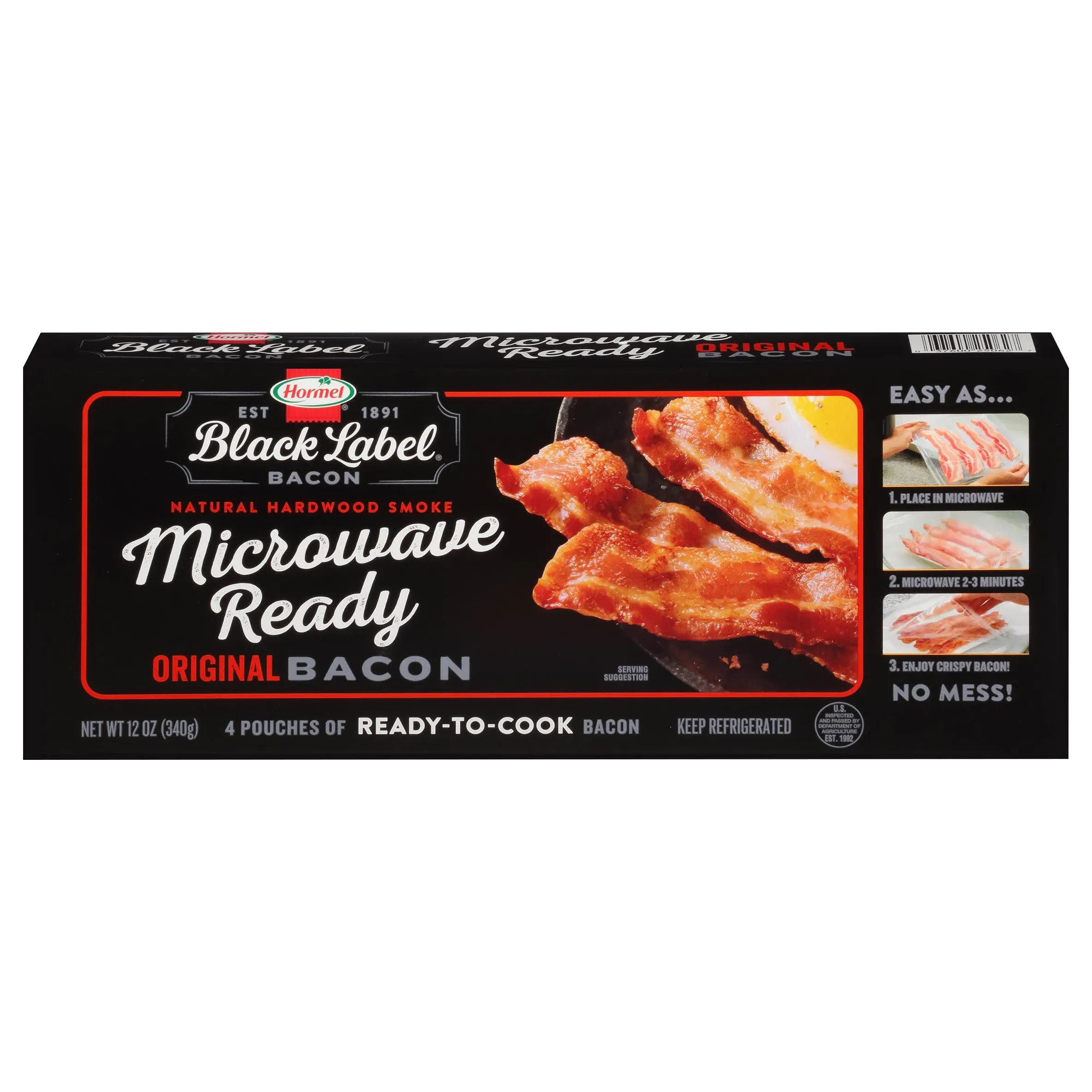 Hormel Black Label Bacon, Original, Microwave Ready - 12 oz