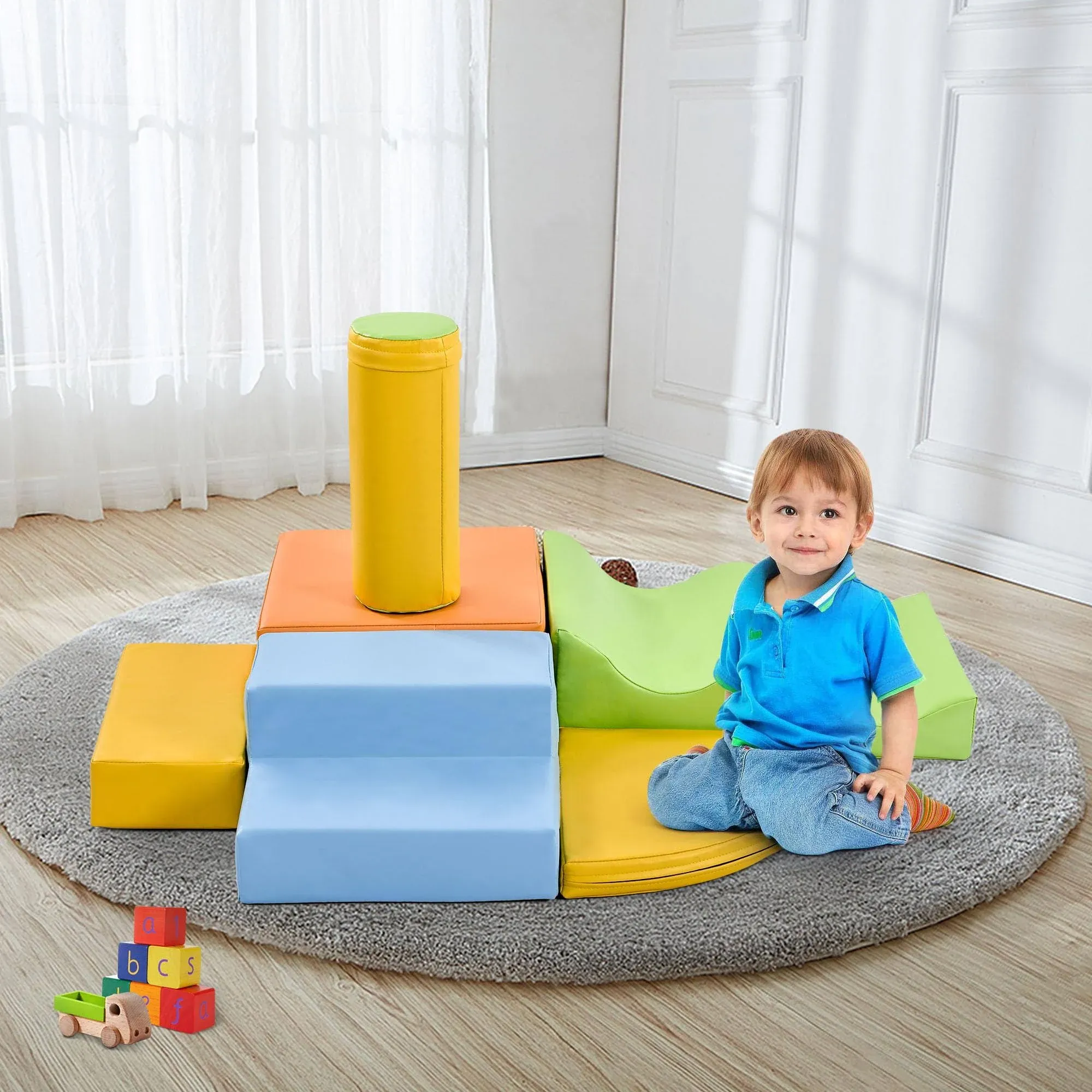 PULLAFUN Soft Climbing Indoor Set, Soft Play Equipment Climb and Crawl Playground ...